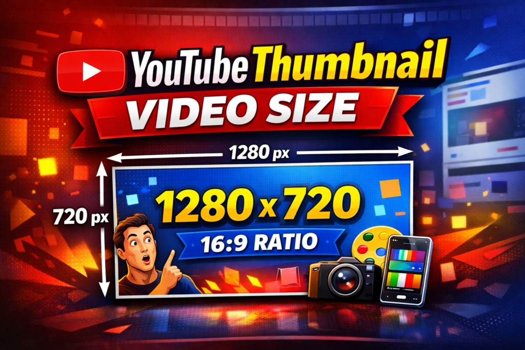 YouTube thumbnail video size 1280x720 pixels 16:9 ratio thumbnail size for YouTube video