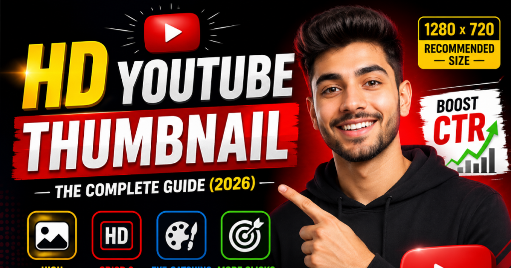 HD YouTube Thumbnail example showing the recommended 1280×720 size with professional design elements.