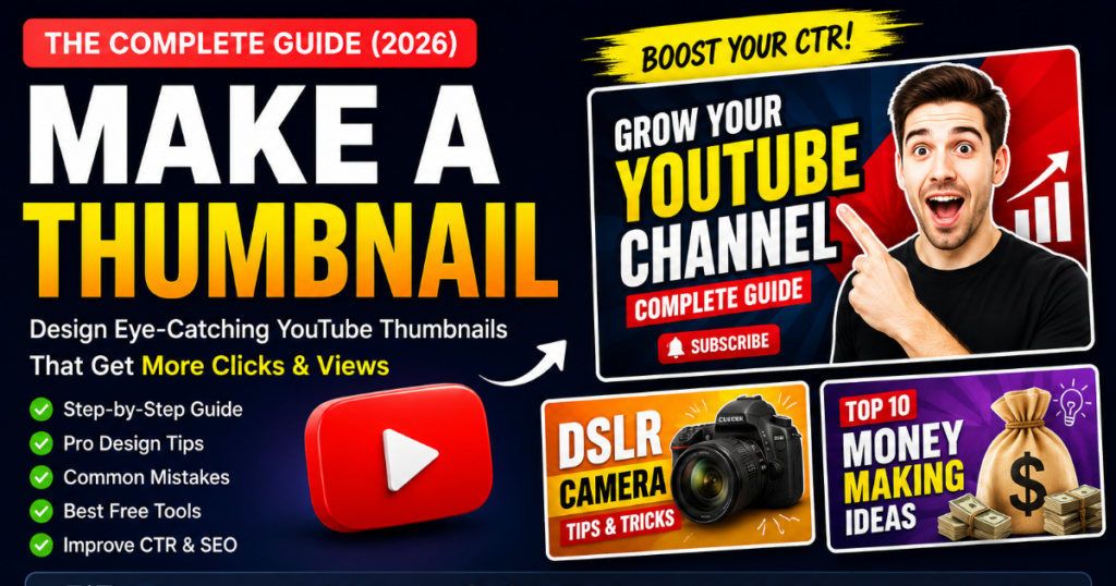 make a thumbnail design guide with colorful custom thumbnail examples.
