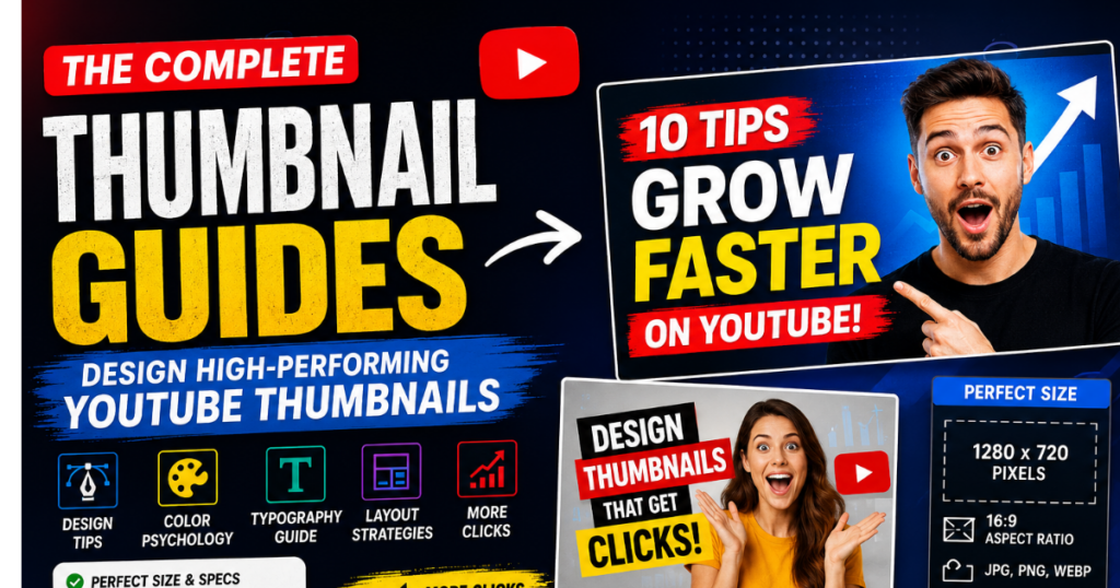 Thumbnail Guides showing professional YouTube thumbnail design examples and best practices.
